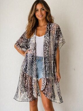 Fashly K Snake Skin Print Kimono Top